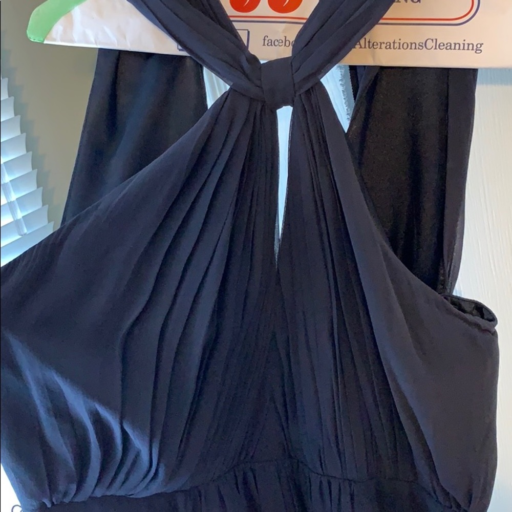 Silk navy dress with fun belt